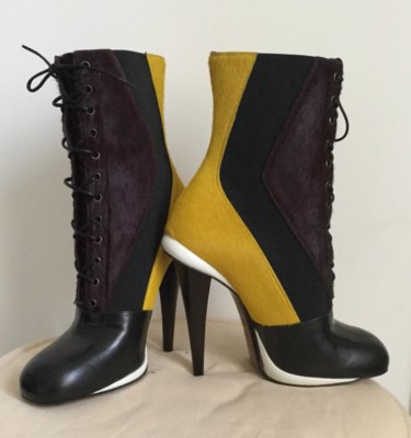 STUPENDI STIVALI STIVALETTI STRINGATI FENDI IN CAVALLINO