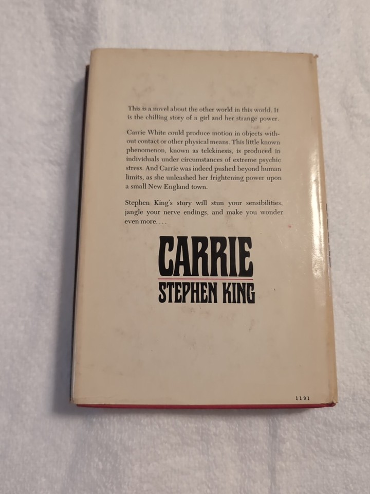 Carrie By Stephen King Doubleday Book Club Edition DJHC 1974 1191 Cover