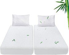 Split King Mattress Protector Waterproof Noiseless Bamboo Terry Mattress Cover