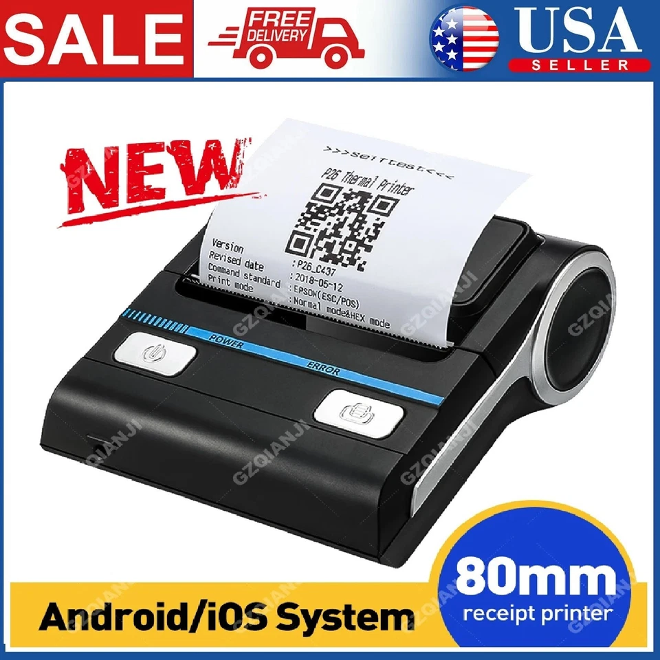 3 inch Thermal Printer Wireless Bluetooth Android iOS Mini Portable Receipt - Image 2 of 4