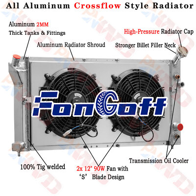 4 Row Radiator Shroud Fan For 97-03 Pontiac Grand Prix/Buick Regal/Olds Intrigue