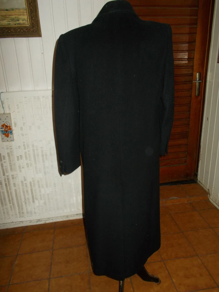 VINTAGE Veste manteau  laine/cachemire bleu marine BURBERRYS 10 long 42/44 - Photo 4/4