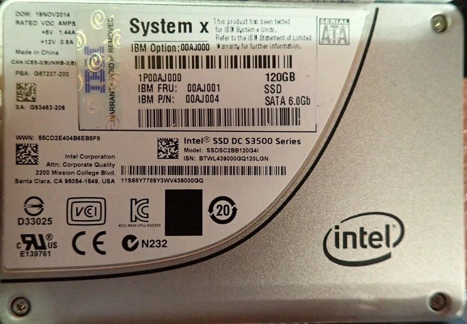 IBM Lenovo 120GB SATA 6Gb MLC 2.5" Solid State Drive SSD 00AJ001 00AJ004 00AJ000 - Image 3 of 4