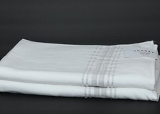 2 Pc. LUXURY WHITE w/BEIGE Stripes 100 Turkish PESHTERRY Cotton Bath Towels