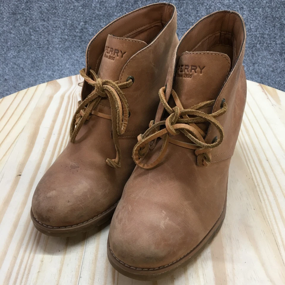 Sperry ботинки женщин 8,5 М Celeste Prow ботинок коричневый кожаный на танкетке STS80147 - Изображение 3 из 4