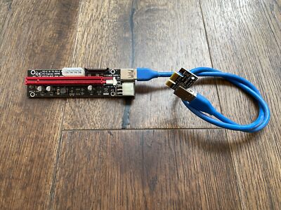 Ubit PCI-E GPU Riser Express Cable 16X to 1X (6pin / MOLEX/SATA)