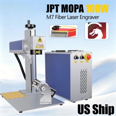 100W JPT Mopa Fiber Laser Marking Cutting Machine BJJCZ board Rotary axis US