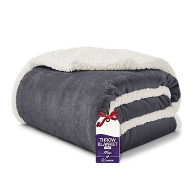 480 GSM Sherpa Fleece Decke Grau Weich Warm Bett Sofa Überwurf Gewichtsdecke UK