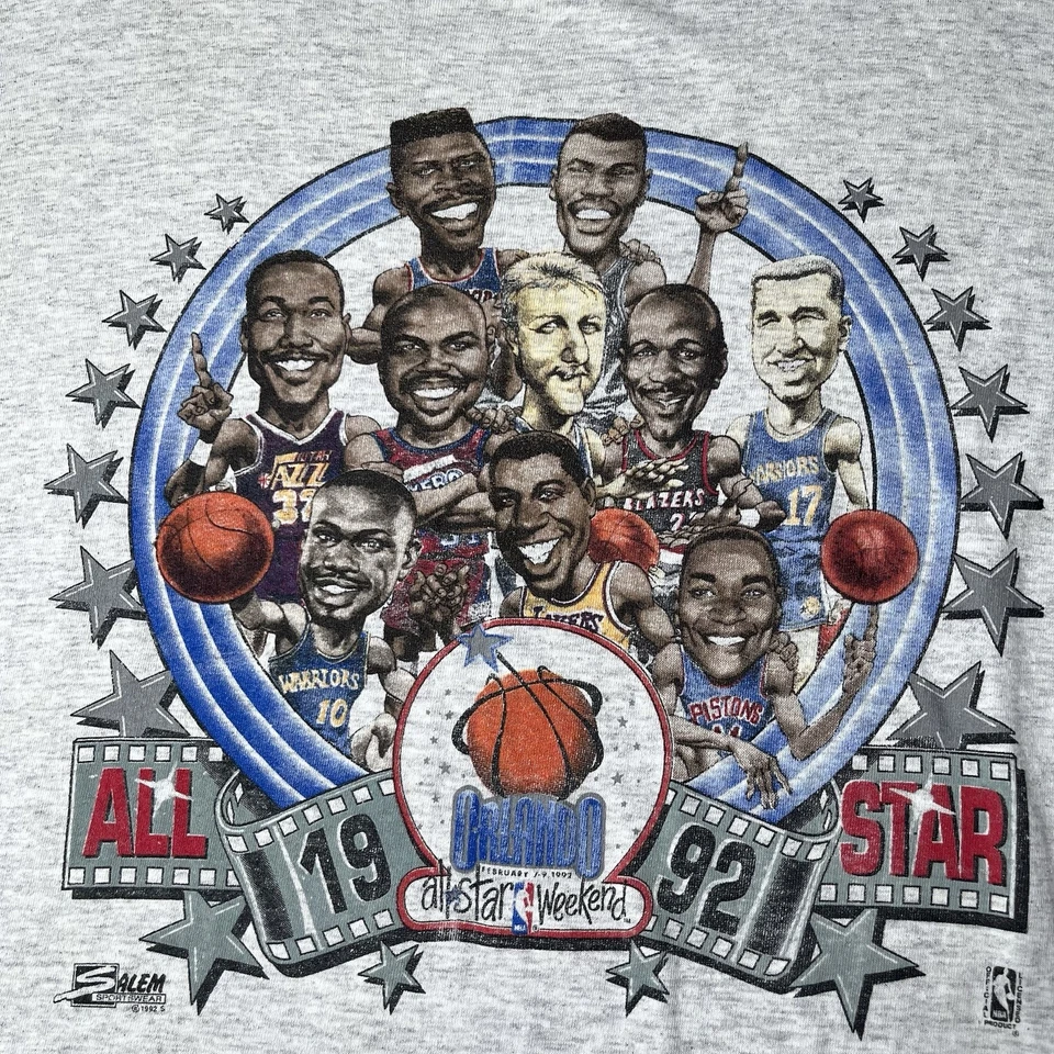 Vtg 1992 NBA Allstar Caricature T-shirt Mens Xl Magic Johnson Barkley Bird Tee - Image 2 of 4