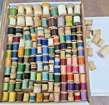 Lot of 140 Vintage Wood Spools of Thread Multi Colors - Used and Some empty