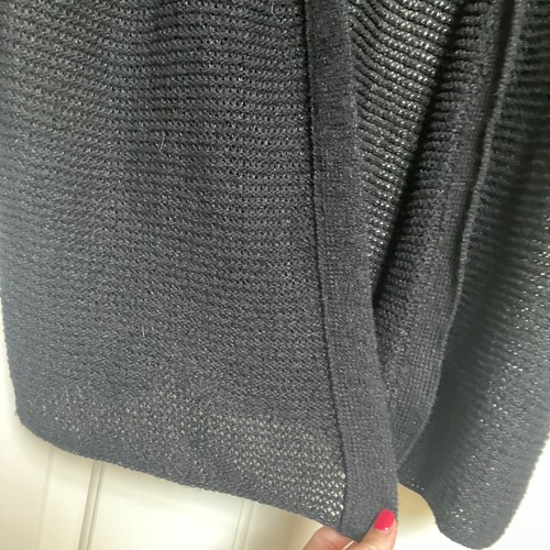 J Jill Black Open Front Knit Cardigan Sweater Short Sleeve Medium Black New Flaw - Picture 5 of 10