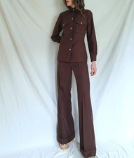 1970s Vintage Leisure Suit: High Waist Bell Bottom, Disco Pant Suit