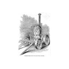 Portable Steam Engine for Agricultural Uses - Antique Print 1846