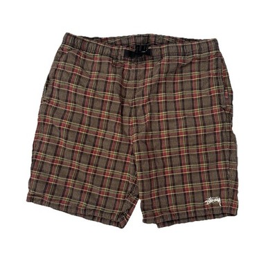 Mens Stussy Plaid Belted Shorts Size XL