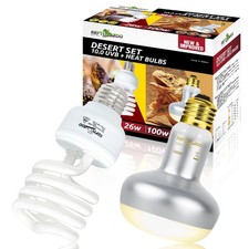 Reptile Heat Lamp Bulb and UVB 10.0 Reptile Light Combo Pack, 100W Intense Ba...