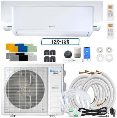 Klimaire DIY 27,000 BTU 2-Zone 24 SEER2 Heat Pump Mini Split (12k + 18k)