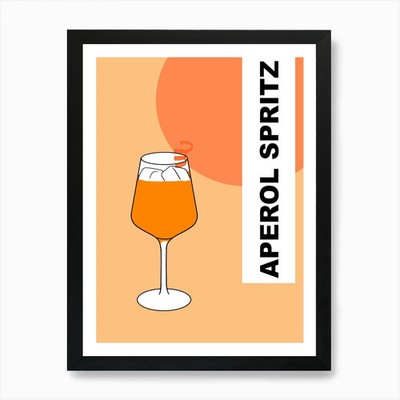 Aperol Spritz Cocktail Kunstdruck gerahmt Wandbild Poster Leinwanddruck Bild