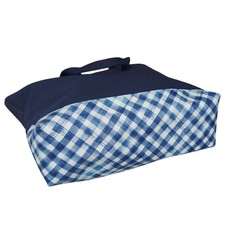 NWT Bath and Body Works Blue Gingham Tote Bag VIP Canvas Spring Plaid Beach Bag