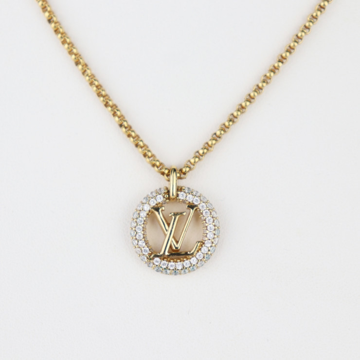 Louis Vuitton By Night Necklace M00759 Rhinestone Gold Lv