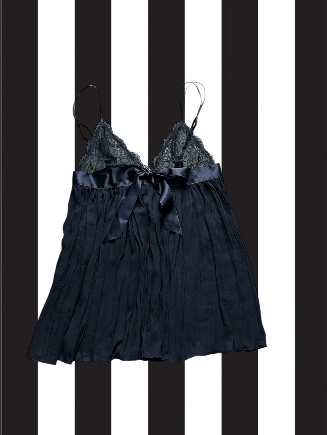 UNDERCOVER Victoria's Secret Babydoll Lingerie Mini Abito Slip Nero Pizzo Pieghettato Medium