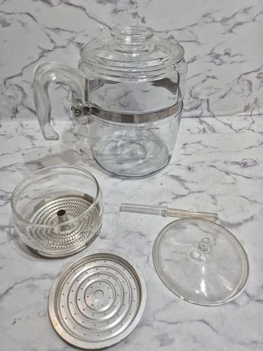 Pyrex Flameware Glass Percolator 7759 6-9 Cup Coffee Pot Complete  READ VTG