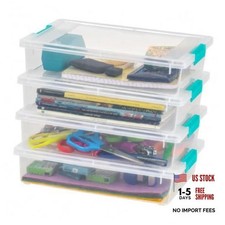 6 Qt. Craft Storage Bins with Lids - 4 Pack - Clear/Seafoam Blue