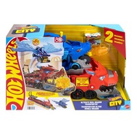 Mattel JBM72 Hot Wheels City Hot Wheels Ultimativer 2-In-1 Drachentransporter
