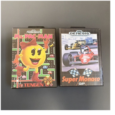 Sega Genesis Game Lot (2) Ms. Pac-Man (Tengen) + Super Monaco GP CIB