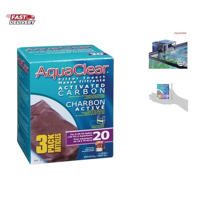 Aqua Clear 20 Activated Carbon Inserts, Aquarium Filter Replacement Media, 3-...