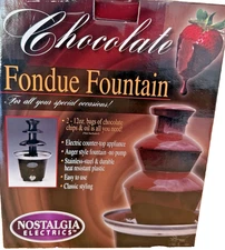 Nostalgia Electrics Chocolate Fondue Fountain 3 Tier Countertop New W Box CFF965