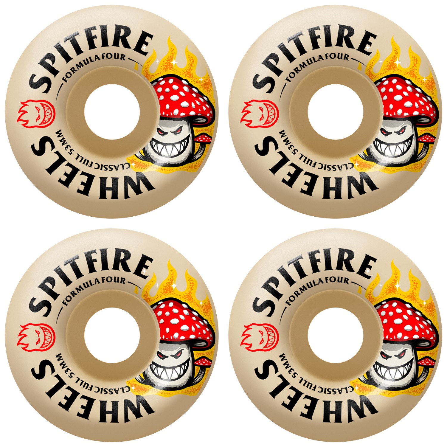 Spitfire Skateboard Wheels 53mm F4 Shroom Bighead Classic Full 99A Natural
