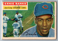 1956 Topps - Ernie Banks #15 Gray Back MK - HOF Fair (Wrinkle) *TEXCARDS*
