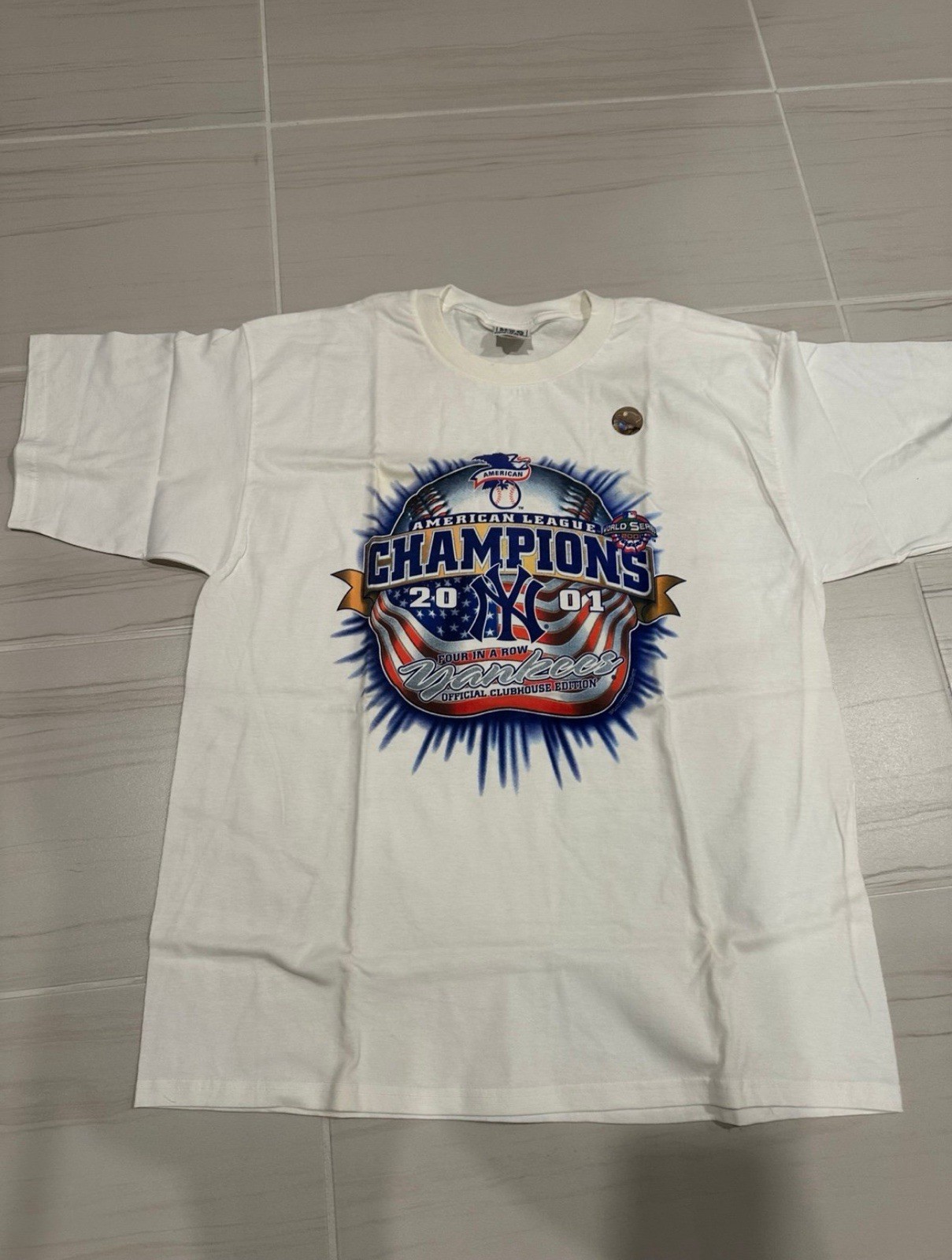 T shirt vintage Lee Sport New York Yankees World Series 2001 uomo XL quattro di fila