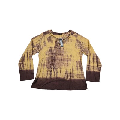 Soho Clothing Company Women's Size Medium Yellow Brown Boho Hippie Shirt New