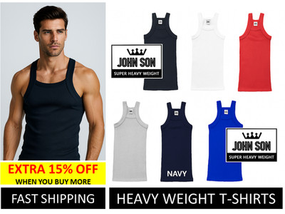 Plain Men's G-unit Tank Top BULK Muscle Square Cut [JOHN SON] Super Heavy Weight