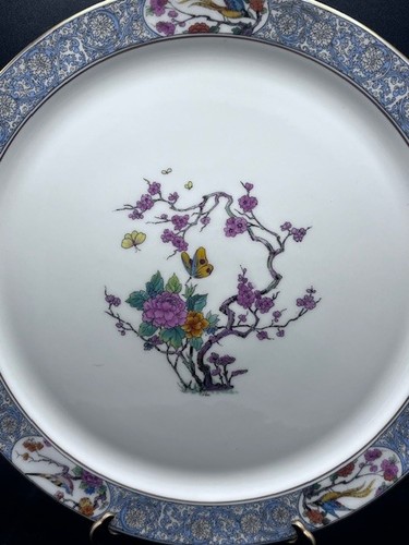 12.5" Lenox Ming Serving Chop Plate Gold Birds Butterfly Floral Black Backstamp - Picture 10 of 13