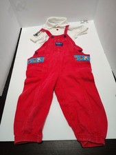 Vintage OshKosh B'Gosh 24m Apple Picking Bears Outfit; Red Bibs White Polo