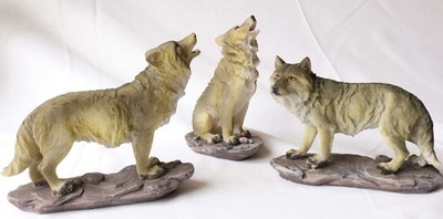 Deko Figur Wolf Wölfe 15cm lang Indianer Country Western GoT Sammler Geschenk