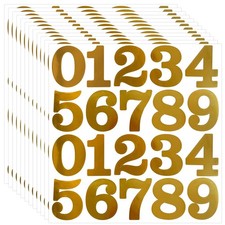 24 Sets 2 Inch 0-9 Self Adhesive Vinyl Gold Number Stickers for Mailbox Fil...