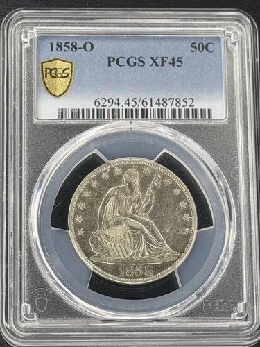 1858 O Half Dollars Liberty Seated PCGS XF-45 Choice XF Original Surfaces