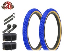 ALTA Bicycle Tires 20" x 2.125 Blue/Gum SNAKE SKIN TEXTURED BMX Freestyle, 8pc.