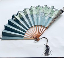 hand painted large antique fan