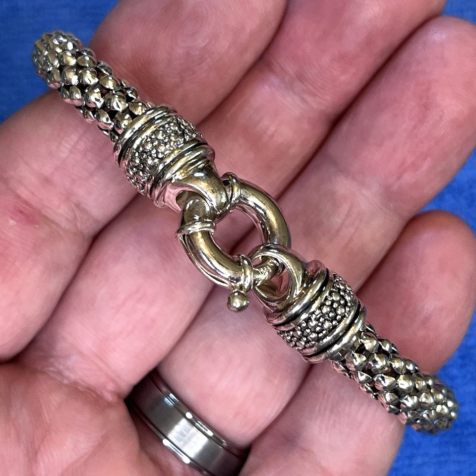 PULSERA DE CADENA CON CUENTAS .925 Y 14K PATRIMONIAL - 23 DIAMANTES - .28TCW - 8,5 PULGADAS - 38,14 GRAMOS Foto 3 de 4