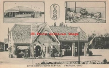 OH, Fremont, Ohio, River Bridge Super Service Linco Gas Station, Finch Studios