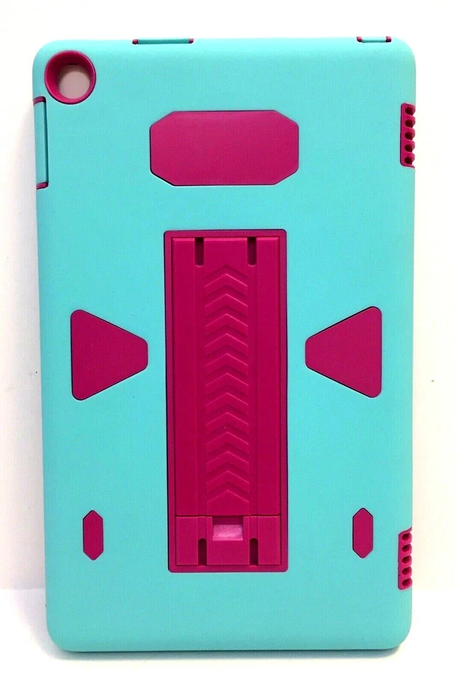 Shockproof Back Stand Cover Case f/Amazon Kindle Fire 7" Tablet 2015 Green&Pink - Image 2 of 4