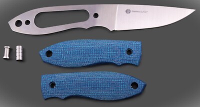 Bausatz NKD Lizard 75 Micarta aqua 3D Stahl 12C27 Messerklinge Necker