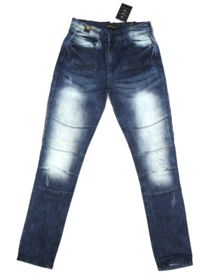 Denim Trends Mens Marble Wash Distressed 5 Pocket Stretch Denim Blue Jeans 30