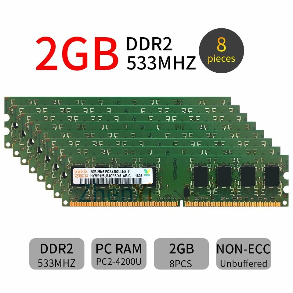 20GB 16GB 8GB 4GB 2GB DDR2 533MHz PC2-4200U 240Pin Desktop Memory Hynix LOT BT - Image 3 of 4