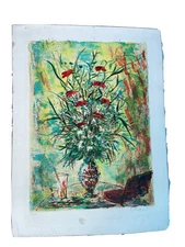 mid century modern B Hubert Lithograph Bouquet still life floral 25/19’
