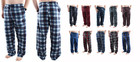 Mens Pajama Pants Fleece Soft Plaid Casual Lounge Sleep Bottoms with Pockets